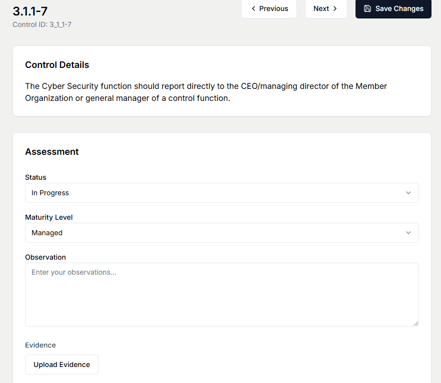 Compliance Assessment Dashboard